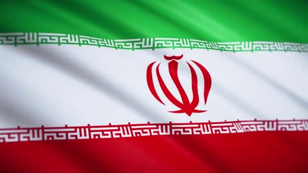 Close Flag Iran Fluttering Wind Texture Fabric Vignetting Edges Frame — Stock Video