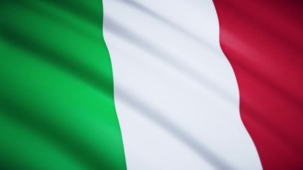 Włoska Flaga Bliska Trzepotanie Wietrze Tekstura Tkaniny Winietowanie Krawędziach Ramy — Wideo stockowe
