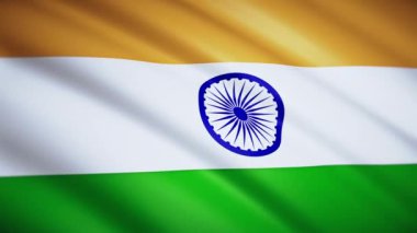 Kızılderili bayrağı yakın plan. 3 boyutlu görüntüleme. Rüzgarda çırpınıyor. Döngülü video görüntüleri. Kenarlarda vignet var. 4 bin. HD