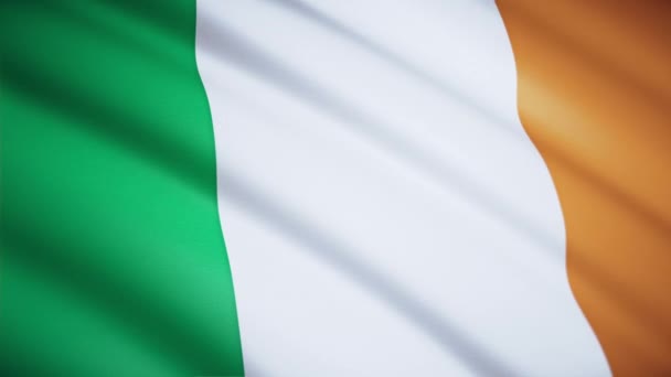 Flagge Von Irland Nahaufnahme Renderer Flattern Wind Videomaterial Schleifen Vignettierung — Stockvideo