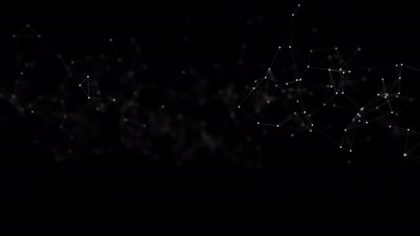 Geanimeerde Abstracte Geometrische Achtergrond Zwart Met Witte Achtergrond Plexus Screensaver — Stockvideo