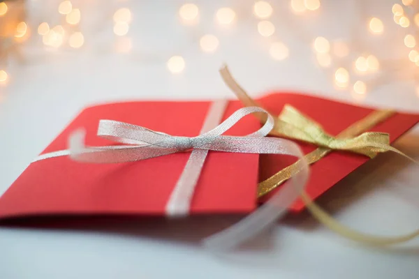 Close up of two red greeting cards — Stock Photo, Image