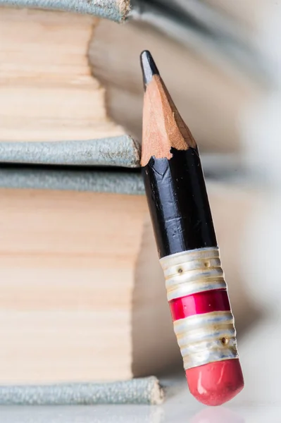 Old Books and Small Perfect Pencil — Stock Photo, Image