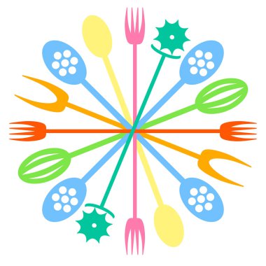 Çok çatal simgesi renkli. Vektör