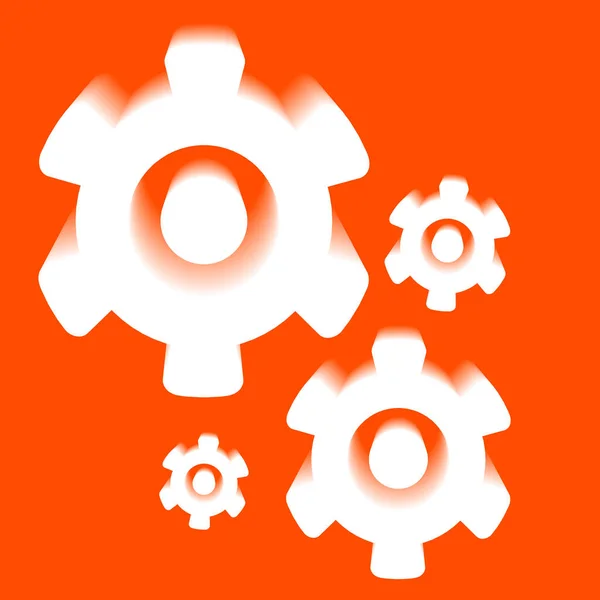 3d white on orange Cogs And Gears Icon Vector — Stock Vector