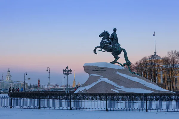 Equestrian statue of Peter the Great, St. Petersburg, Russia. Bronze Horseman — Stock Photo, Image