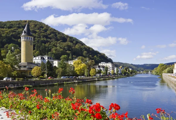 Bad Ems - Water Tower and lahn river — Stock Photo, Image