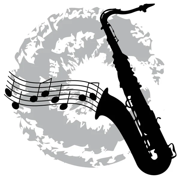 Saxophone on a grey blob — Stock Vector
