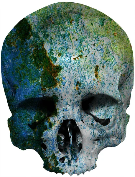 Totenkopf mit blauem Rost — Stockfoto