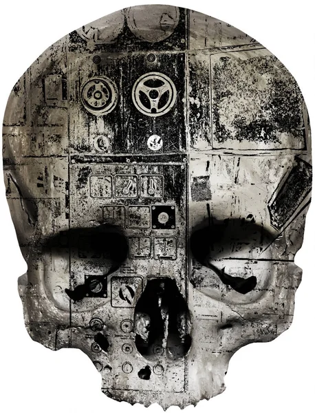 Crâne avec motif abstrait de machine — Photo