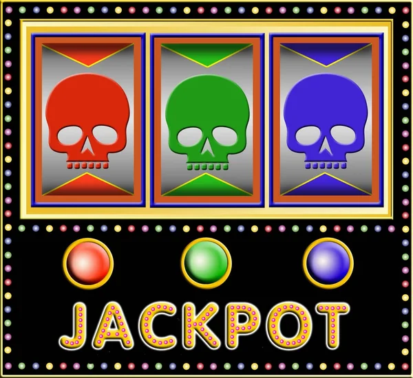slot machine with three colorful skulls