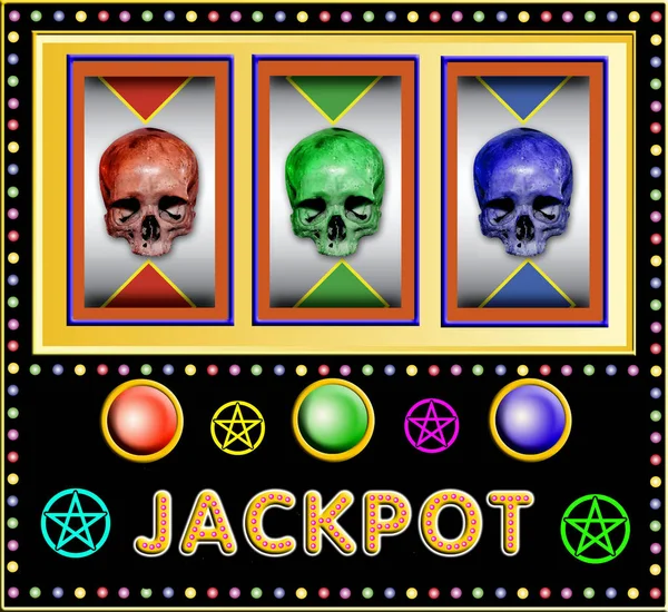 Slot Machine Com Três Crânios Coloridos — Fotografia de Stock