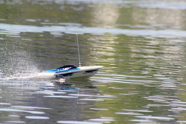 Boat model in motion on the lake