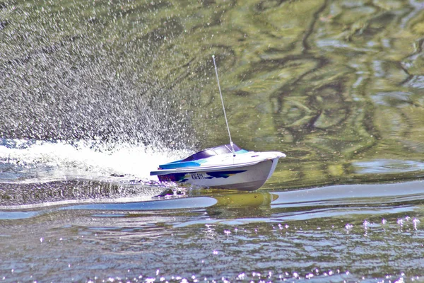 Boat model in motion on the lake