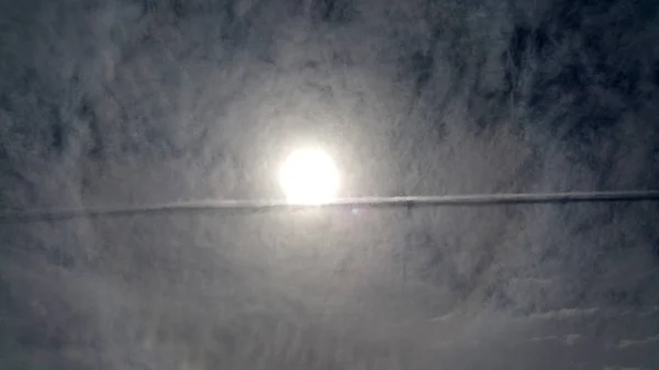 Sonne Wolkenverhangenen Himmel Vom Flugzeug Aus Panoramafoto — Stockfoto