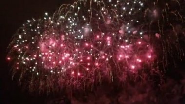 Gece gökyüzü üzerinde renkli havai fişek.