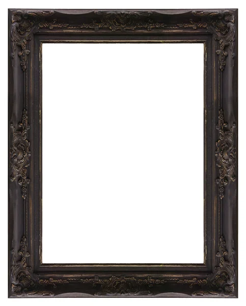 Черный винтажный гранж деревянная рамка изображения изолированы на белой спине — стоковое фото