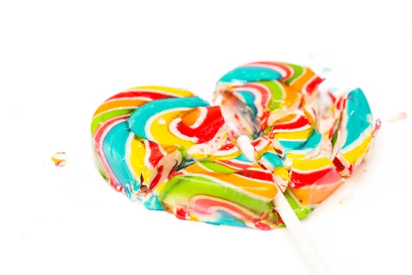 Colorful retro style heart shape lollipop isolated on white back — Stock Photo, Image