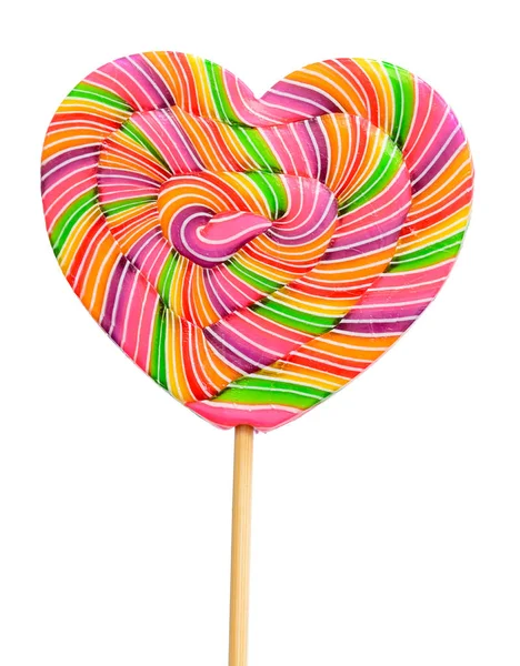 Colorful retro style heart shape lollipop isolated on white back — Stock Photo, Image