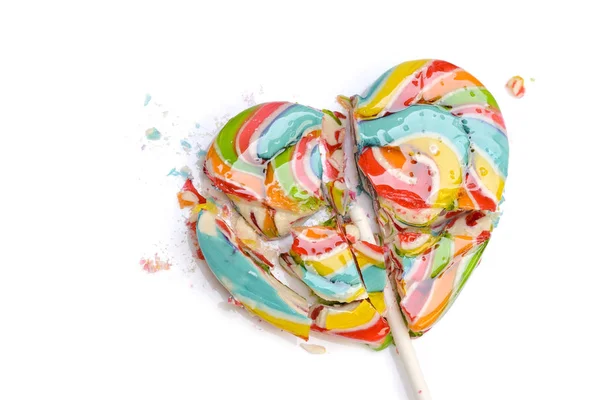 Colorful retro style heart shape lollipop isolated on white back — Stock Photo, Image