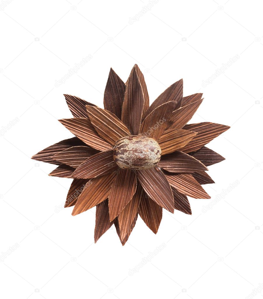 Wooden flower artistic.Collage and craft idea
