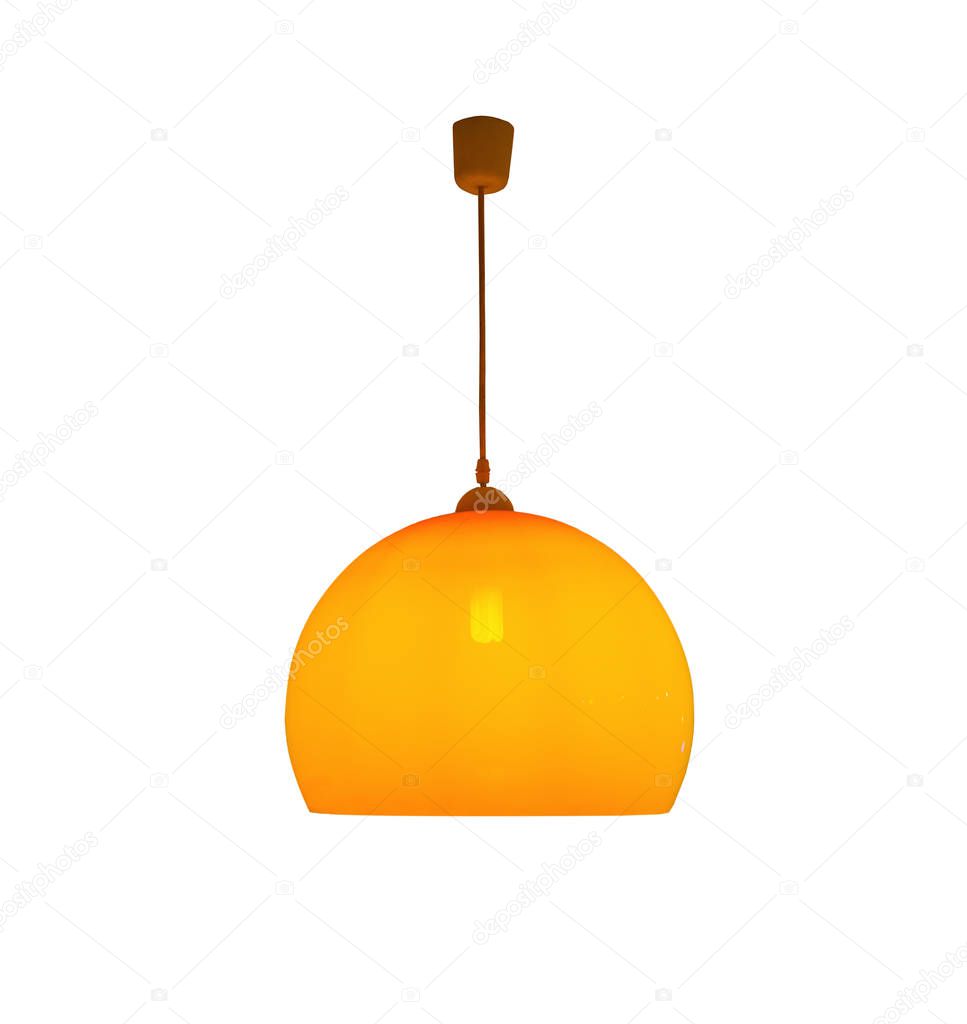 Hanging orange lamp isolated with clipping path