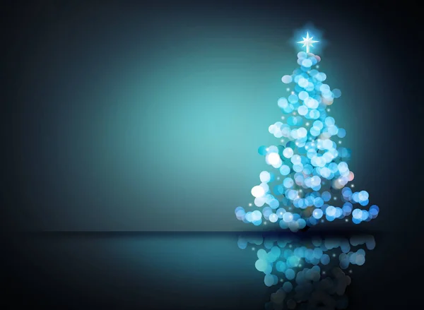Mavi süsleme Noel ağacı. Dijital dekorasyon konsepti ve parlayan bokeh açık renkli. İzole ve kırpma yolu