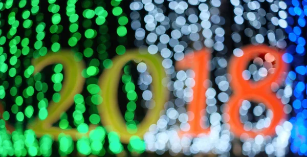 Mutlu yeni yıl 2018 bokeh ışıklar arka plan ile defocused