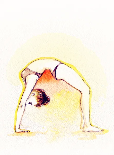 Posição de ioga. pintura arte — Fotografia de Stock