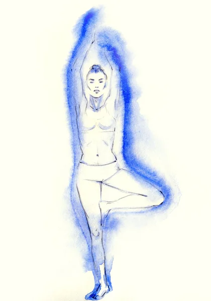 Position de yoga. peinture art — Photo