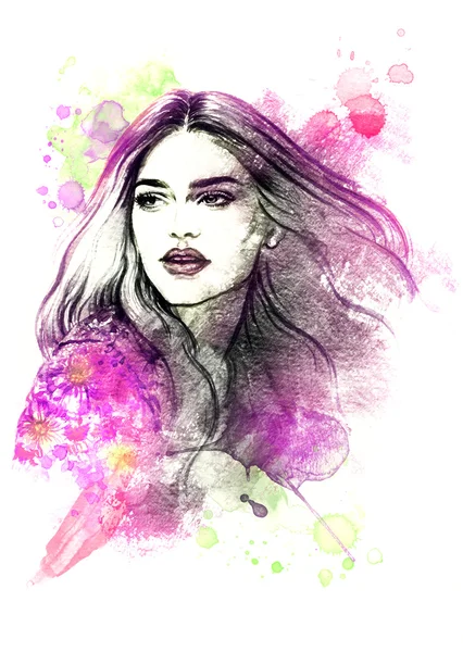 Woman portrait. Fashion illustration. — Stock Photo, Image