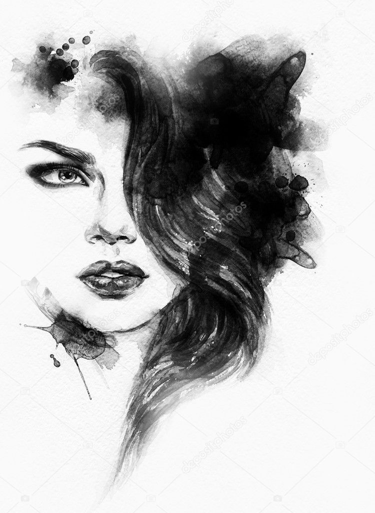 Woman portrait. Fashion illustration. 