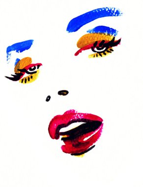 güzel bir kadın yüzü. suluboya resim