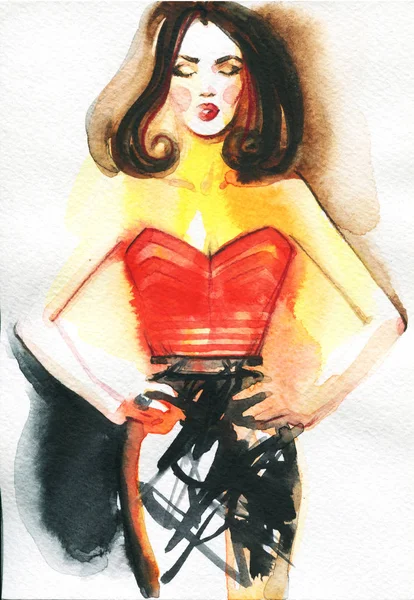 Portret kobiety. Ilustracja moda. — Zdjęcie stockowe