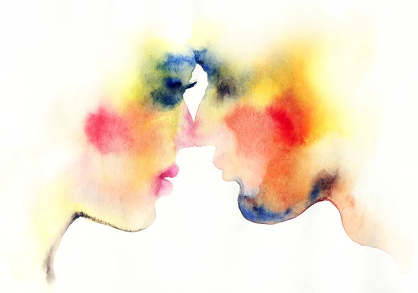 Kiss. Man and woman  Fashion illustration. — Stock Photo, Image