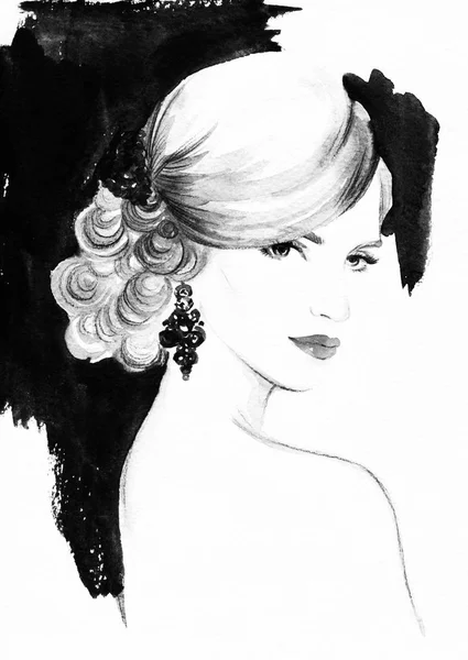 Portret kobiety. Ilustracja moda. — Zdjęcie stockowe