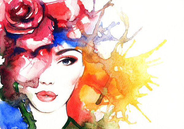 Woman portrait. Fashion illustration. 