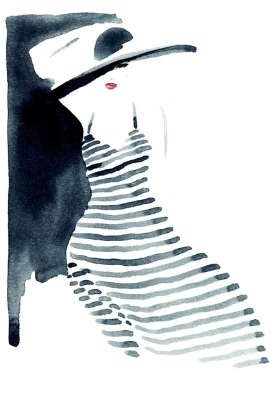 Femme de style. Robe élégante. Illustration de mode . — Photo