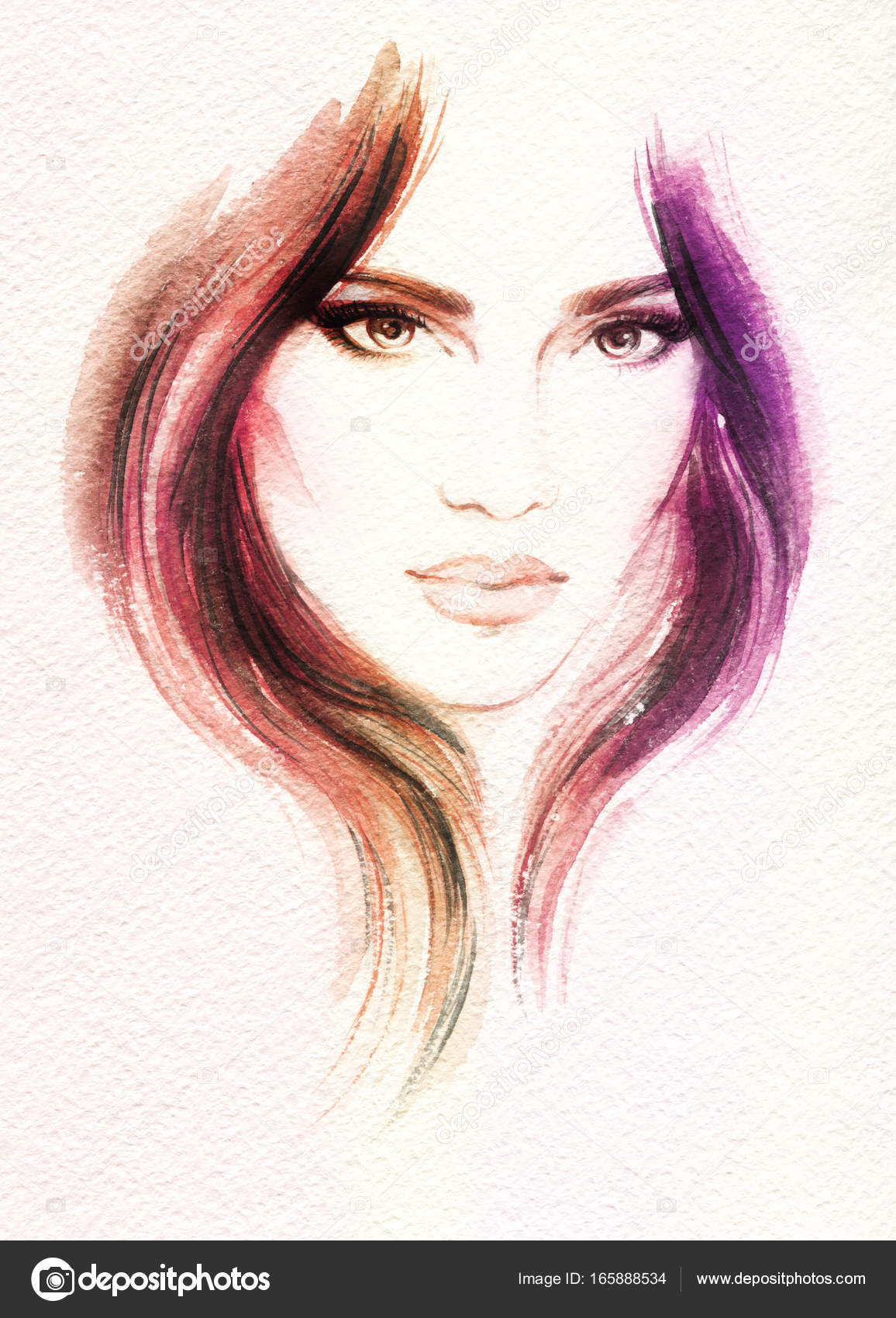 Beautiful Woman. Watercolor Painting Stock Photo By ©Annamile 165888534