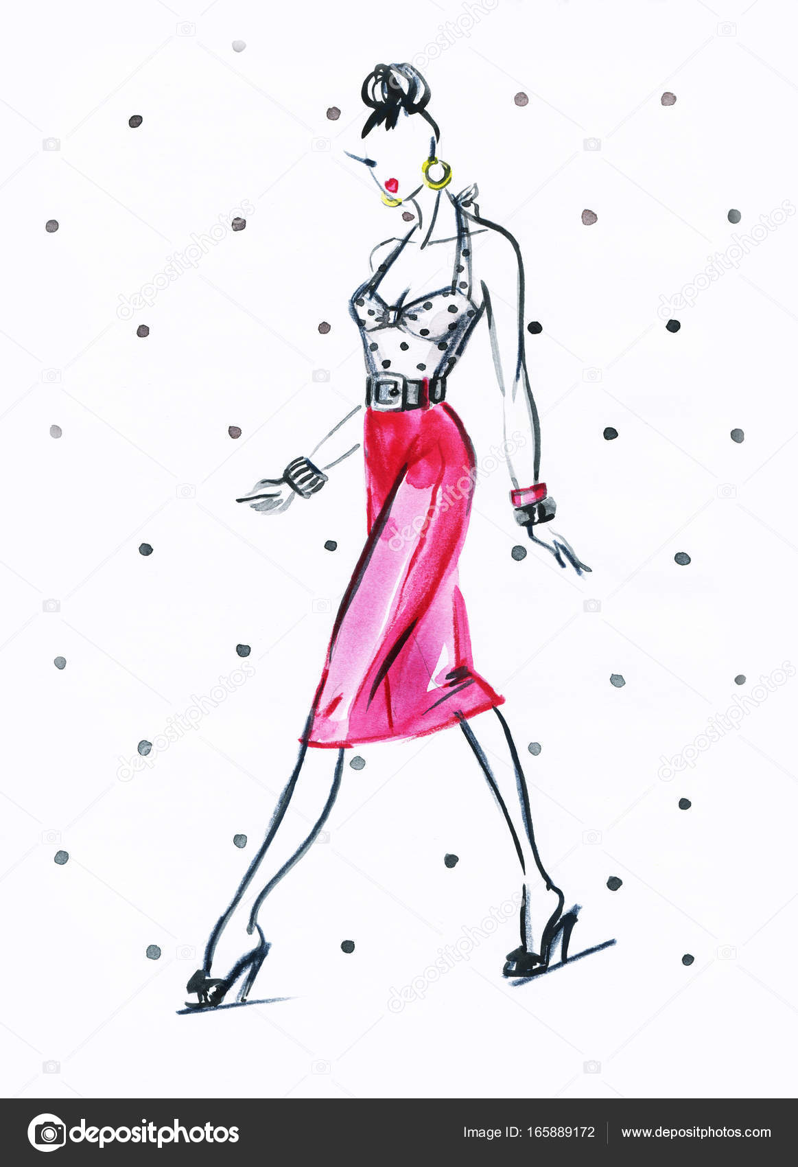 美しい女性だ ファッションイラスト 水彩画 ストック写真 C Annamile 美しい女性だ ファッションイラスト 水彩画 ストック写真 C Annamile