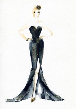 Zarif elbise. Moda illüstrasyon. 