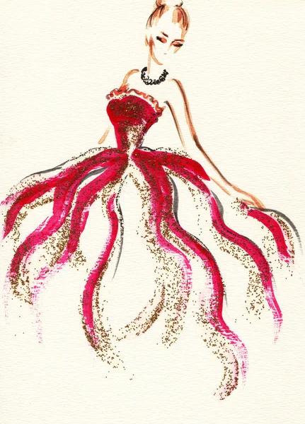 Zarif elbise. Moda illüstrasyon. 