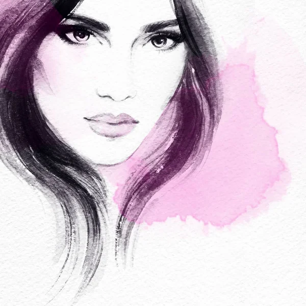 Beautiful woman. Watercolor painting — Stock Photo, Image