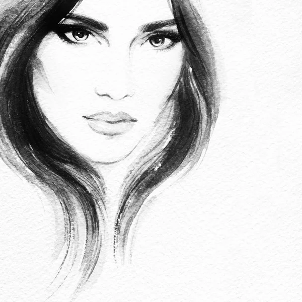 Belle femme. Aquarelle peinture — Photo