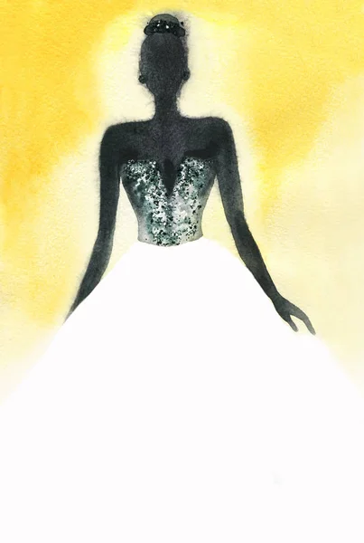 Frau im Kleid. Aquarellmalerei — Stockfoto