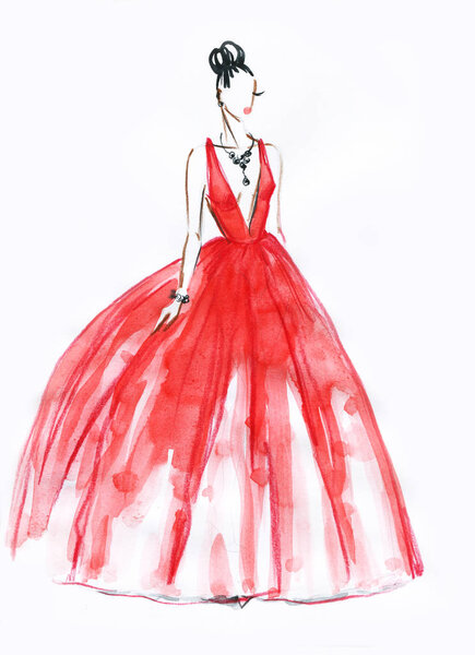 красивая женщина. модная иллюстрация. акварель