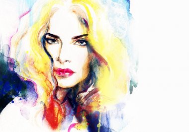 Güzel kadın. Moda çizimi. suluboya resim