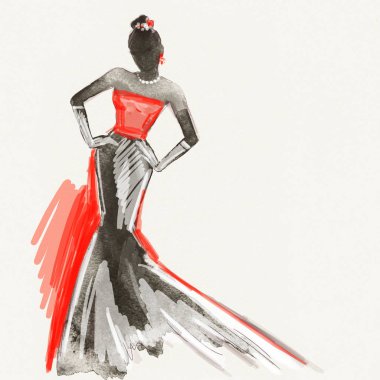 güzel bir kadın. moda illüstrasyon. 