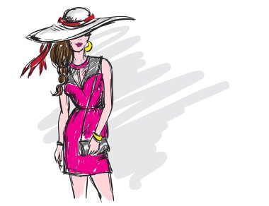 güzel bir kadın. moda illüstrasyon. 