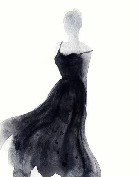 Красивая Женщина Модная Иллюстрация Акварель — стоковое фото